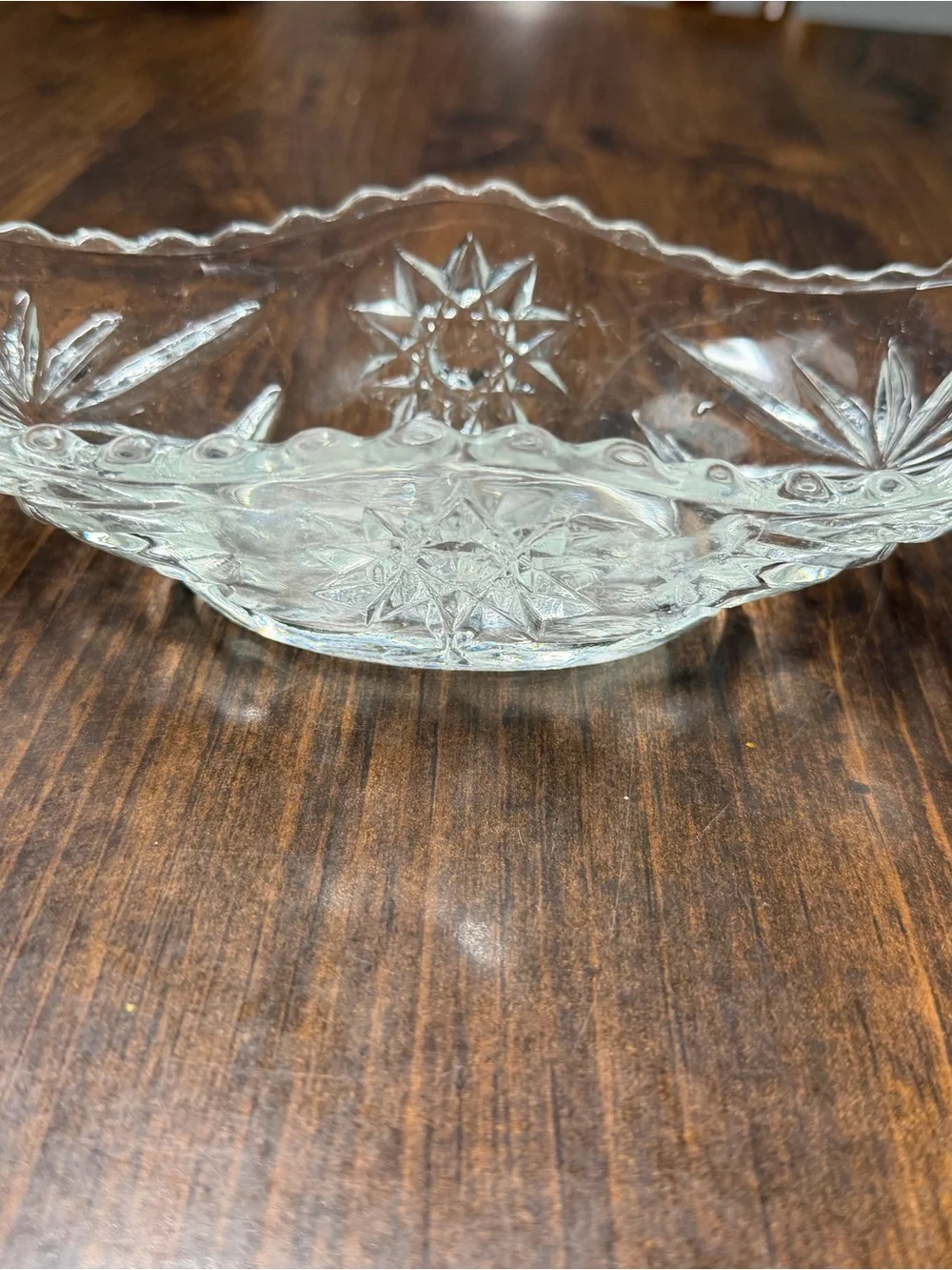 Clear Pressed Glass Decorative Serving Bowl - Classic Cut Design